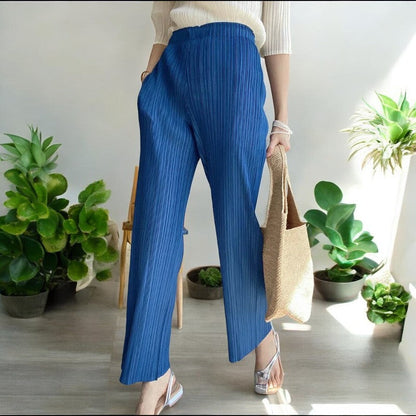 Pantalon plissé bleu marine