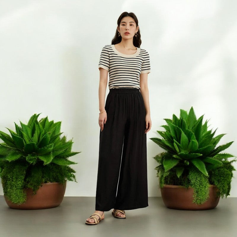 Pantalon plissé femme noire