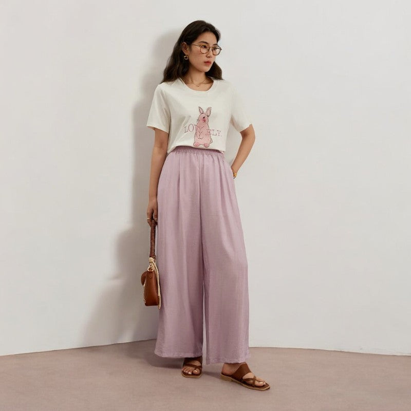 Pantalon plissé rose