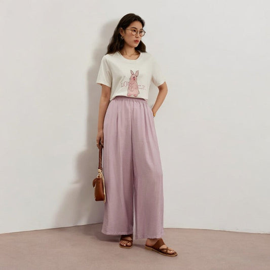 Pantalon plissé rose