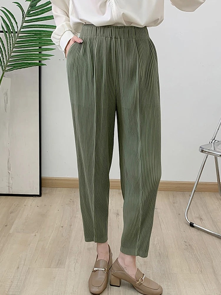 Pantalon plissé vert
