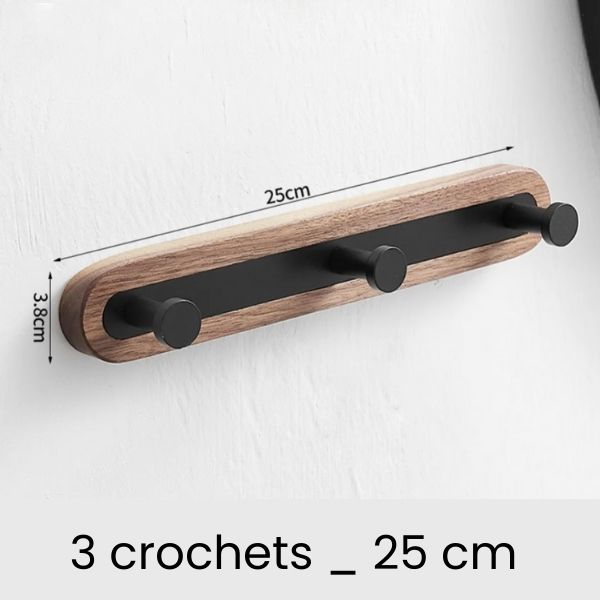 Patere bois design noyer 3 crochets