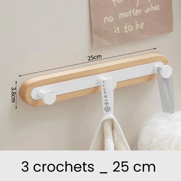 Patere bois design hêtre 3 crochets