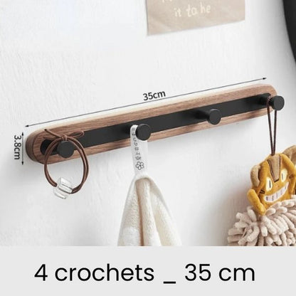 Patere bois design noyer 4 crochets