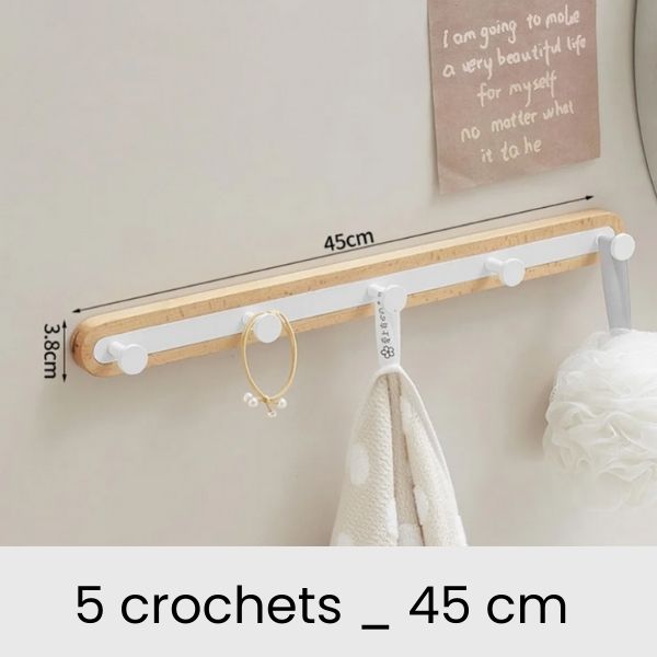 Patere bois design hêtre 5 crochets