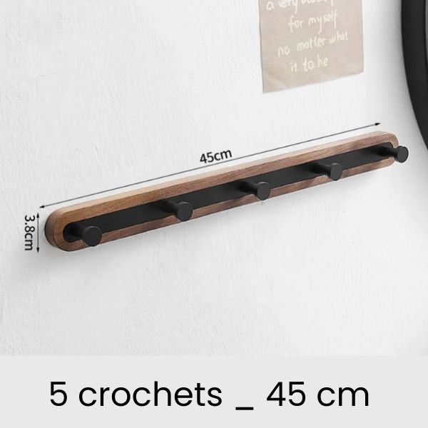 Patere bois design noyer 5 crochets