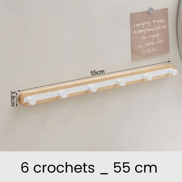 Patere bois design hêtre 6 crochets