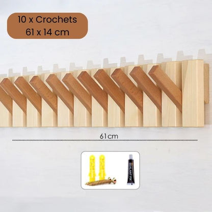 porte manteau en bois massif repliable 10 crochets