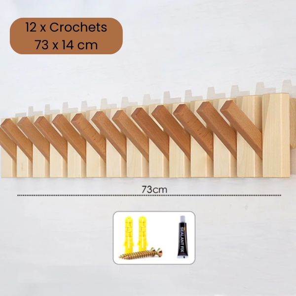 porte manteau en bois massif repliable 12 crochets