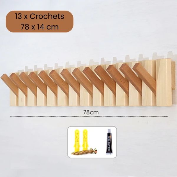 porte manteau en bois massif repliable 13 crochets