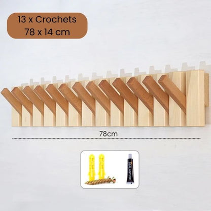 porte manteau en bois massif repliable 13 crochets