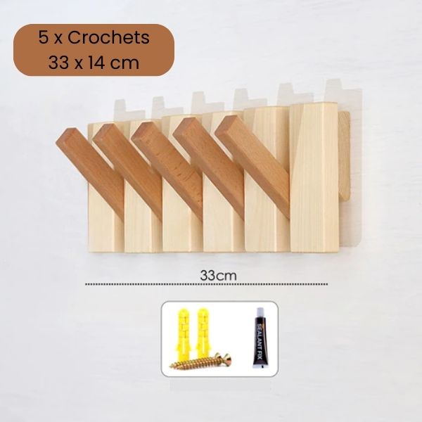 porte manteau en bois massif repliable 5 crochets