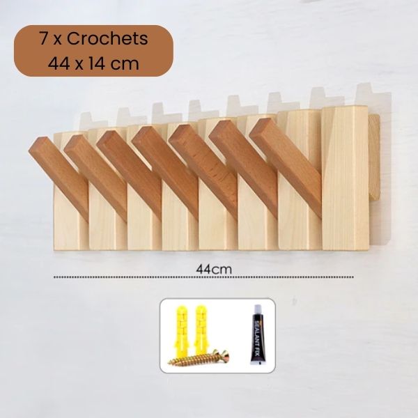 porte manteau en bois massif repliable 7 crochets