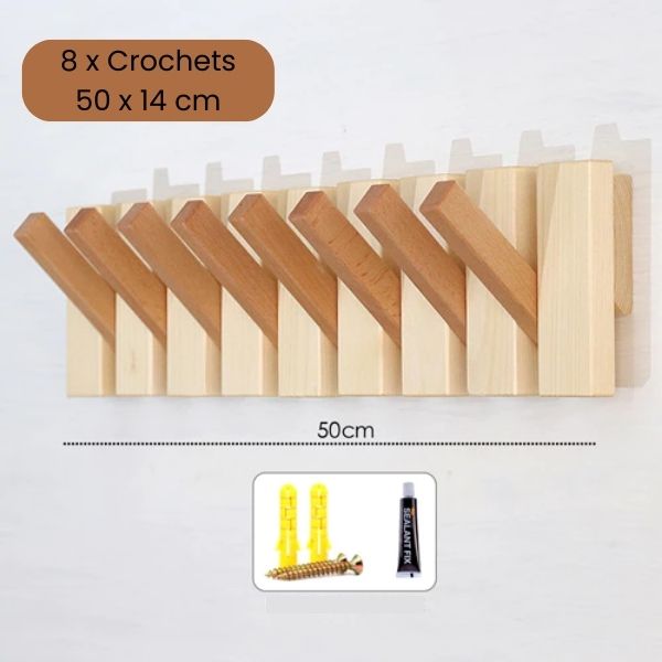 porte manteau en bois massif repliable 8 crochets