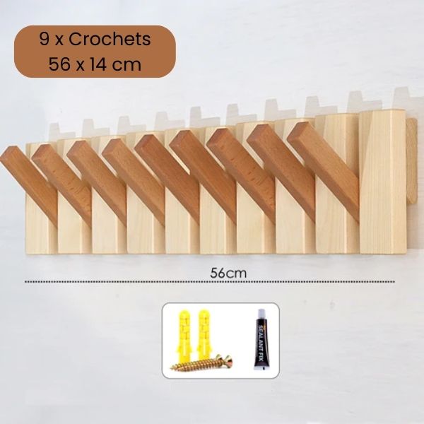 porte manteau en bois massif repliable 9 crochets