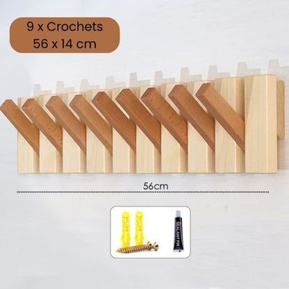 porte manteau en bois massif repliable 9 crochets