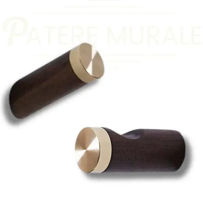 Patères rondes en bois et laiton