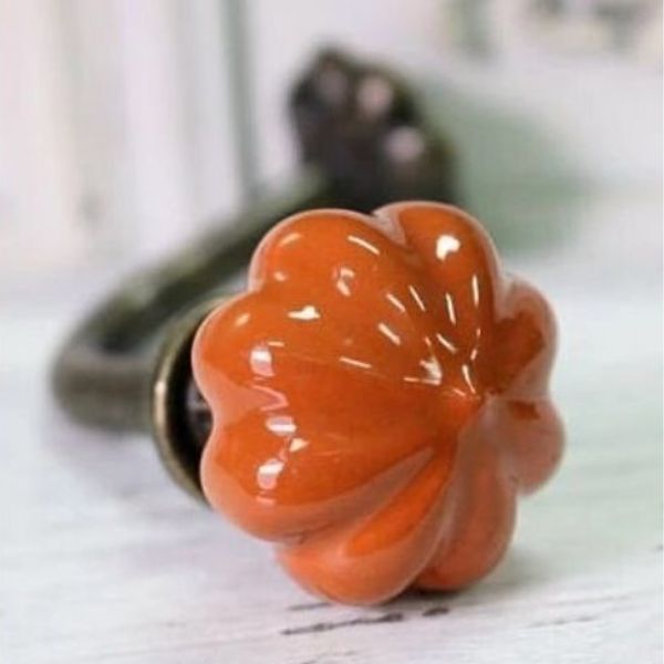 Patère vintage boule céramique orange