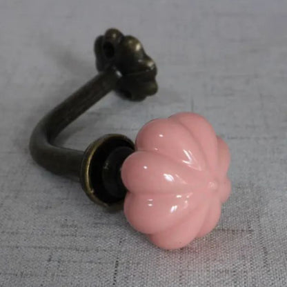 Patère vintage boule céramique rose