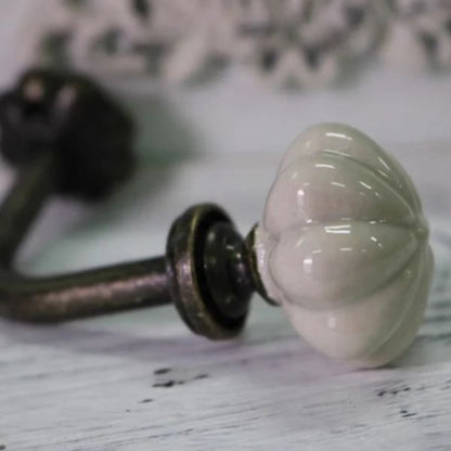Patère vintage boule céramique ivoire