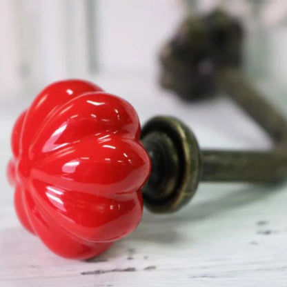 Patère vintage boule céramique rouge