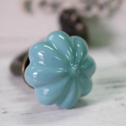 Patère vintage boule céramique bleu