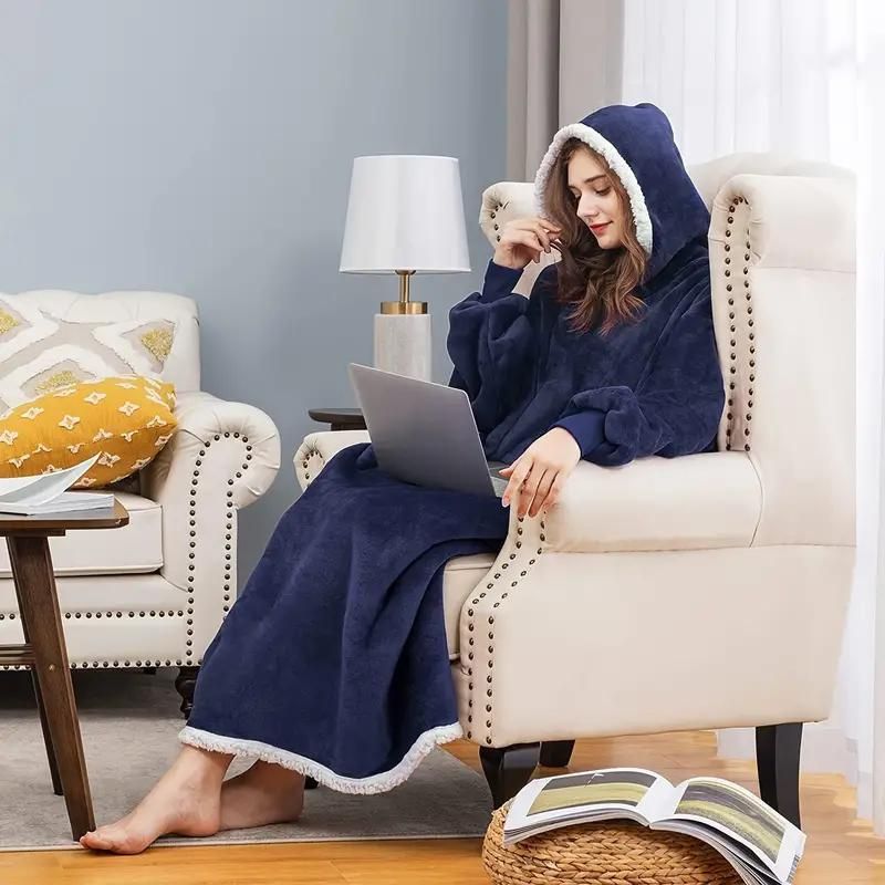 Sweat Plaid Femme Bleu Long