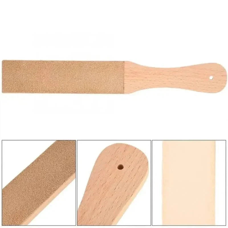 Planche de polissage en cuir à manche en bois