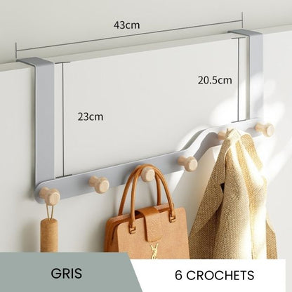 Porte manteau suspendu porte 6 crochets gris