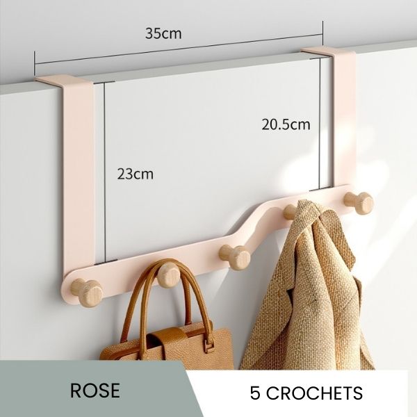 Porte manteau suspendu porte 5 crochets rose