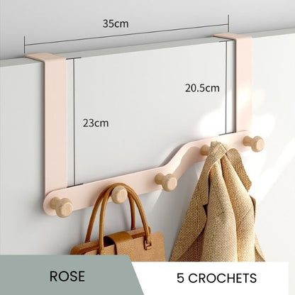 Porte manteau suspendu porte 5 crochets rose