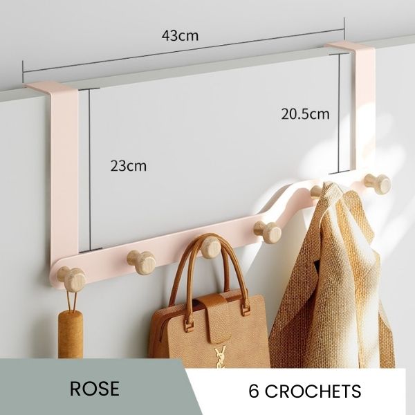 Porte manteau suspendu porte 6 crochets rose