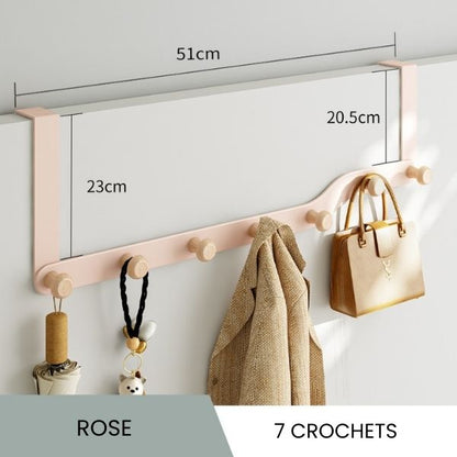 Porte manteau suspendu porte 7 crochets rose