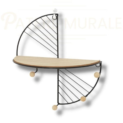 Étagère patère métal et bois de hêtre