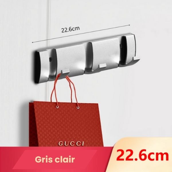 Porte manteau chambre gris clair 3 crochets