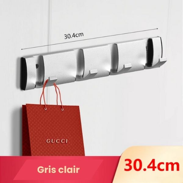 Porte manteau chambre gris clair 4 crochets