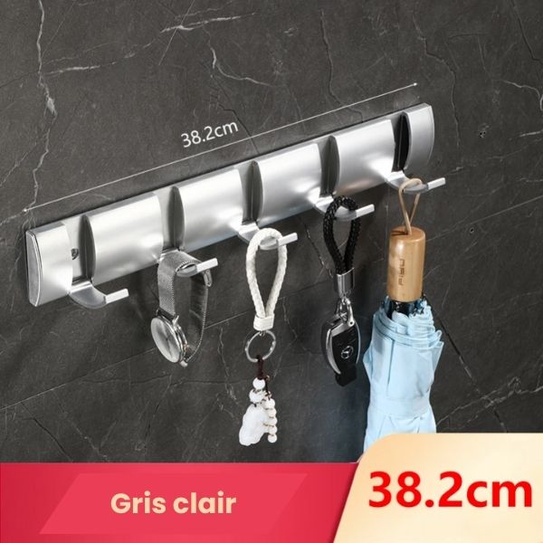 Porte manteau chambre gris clair 5 crochets