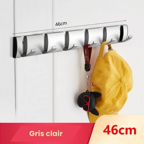 Porte manteau chambre gris clair 6 crochets