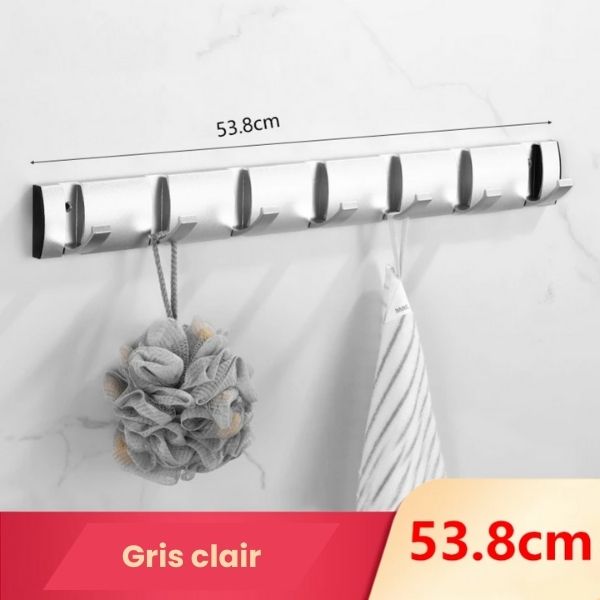 Porte manteau chambre gris clair 7 crochets