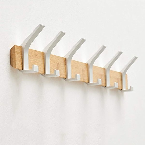 Porte manteau mural bois blanc bambou
