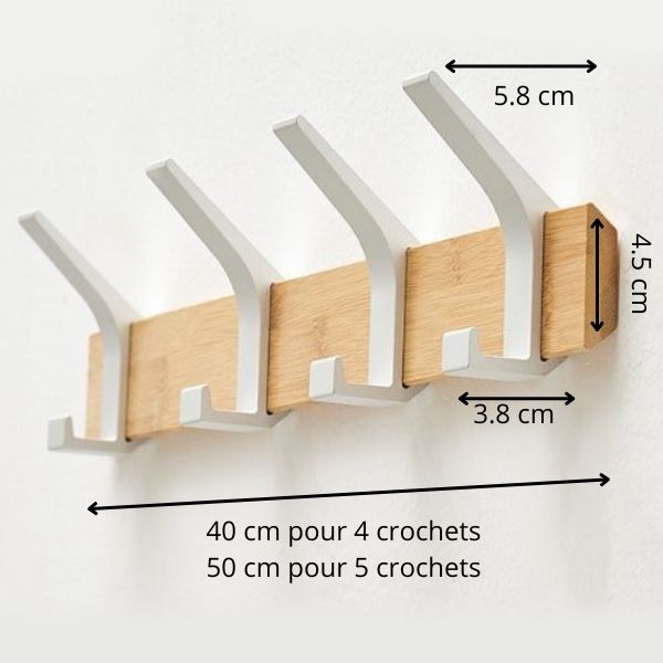 Porte manteau mural bois blanc