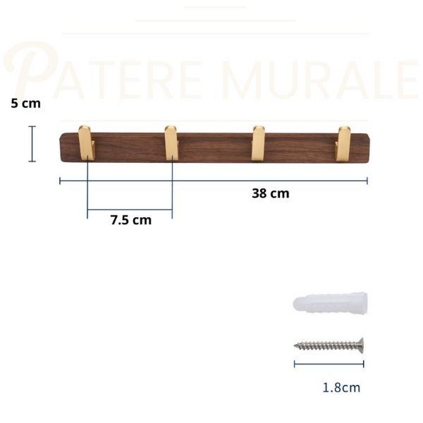 Porte manteau mural bois et metal
