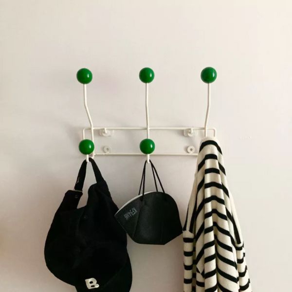 Porte manteau mural boule vintage 3 crochets vert