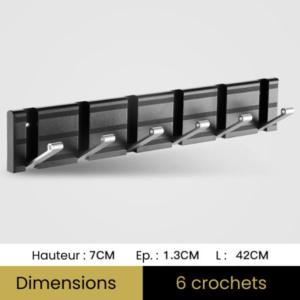 Petit porte manteau 6 crochets noir et argent