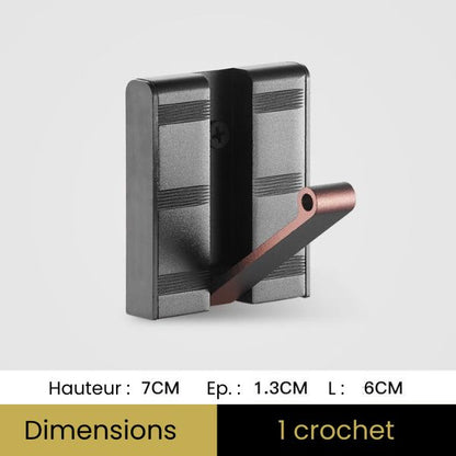 Petit porte manteau 1 crochet noir et bronze