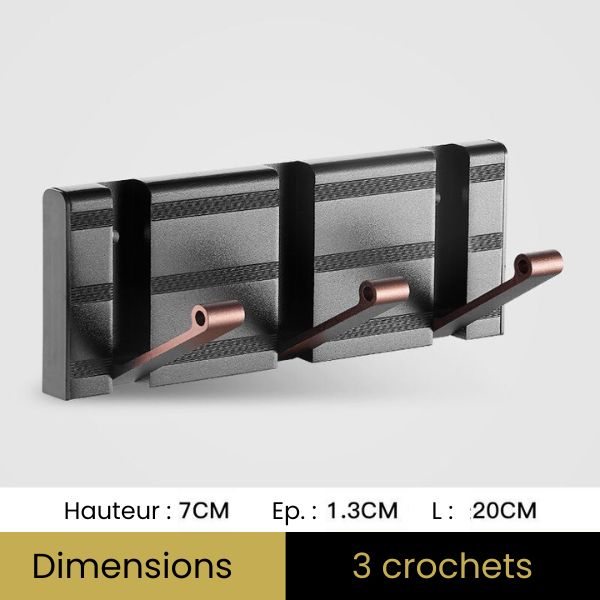 Petit porte manteau 3 crochets noir et bronze