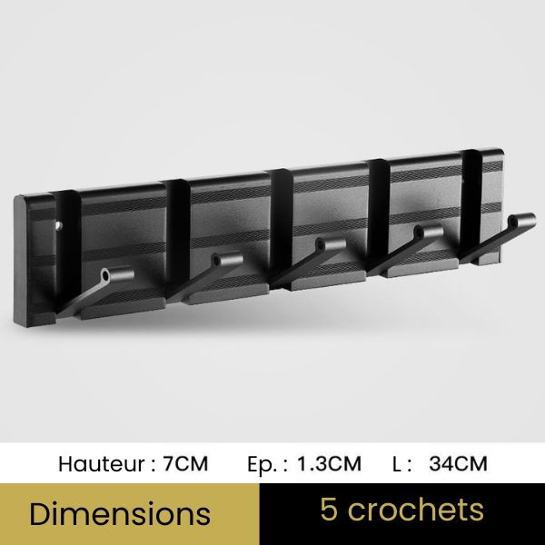 Petit porte manteau 5 crochets noir 