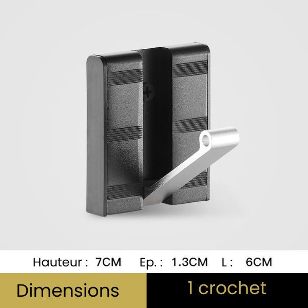 Petit porte manteau 1 crochet noir et argent