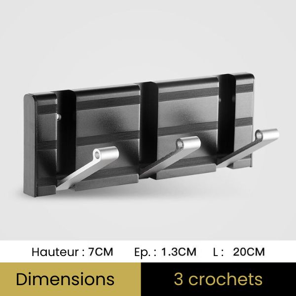 Petit porte manteau 3 crochets noir et argent
