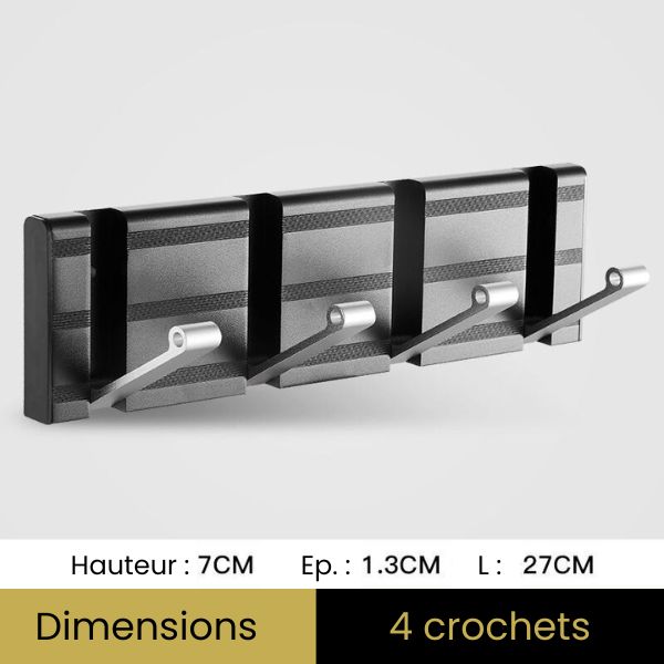 Petit porte manteau 4 crochets noir et argent